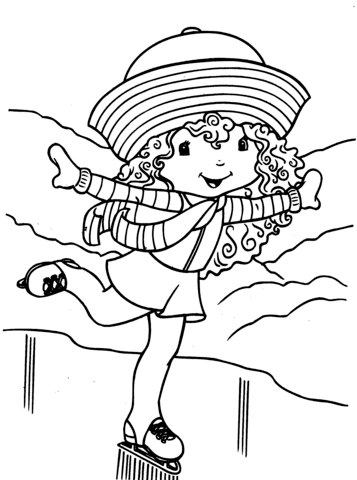 Skating Strawberry Shortcake Coloring Page